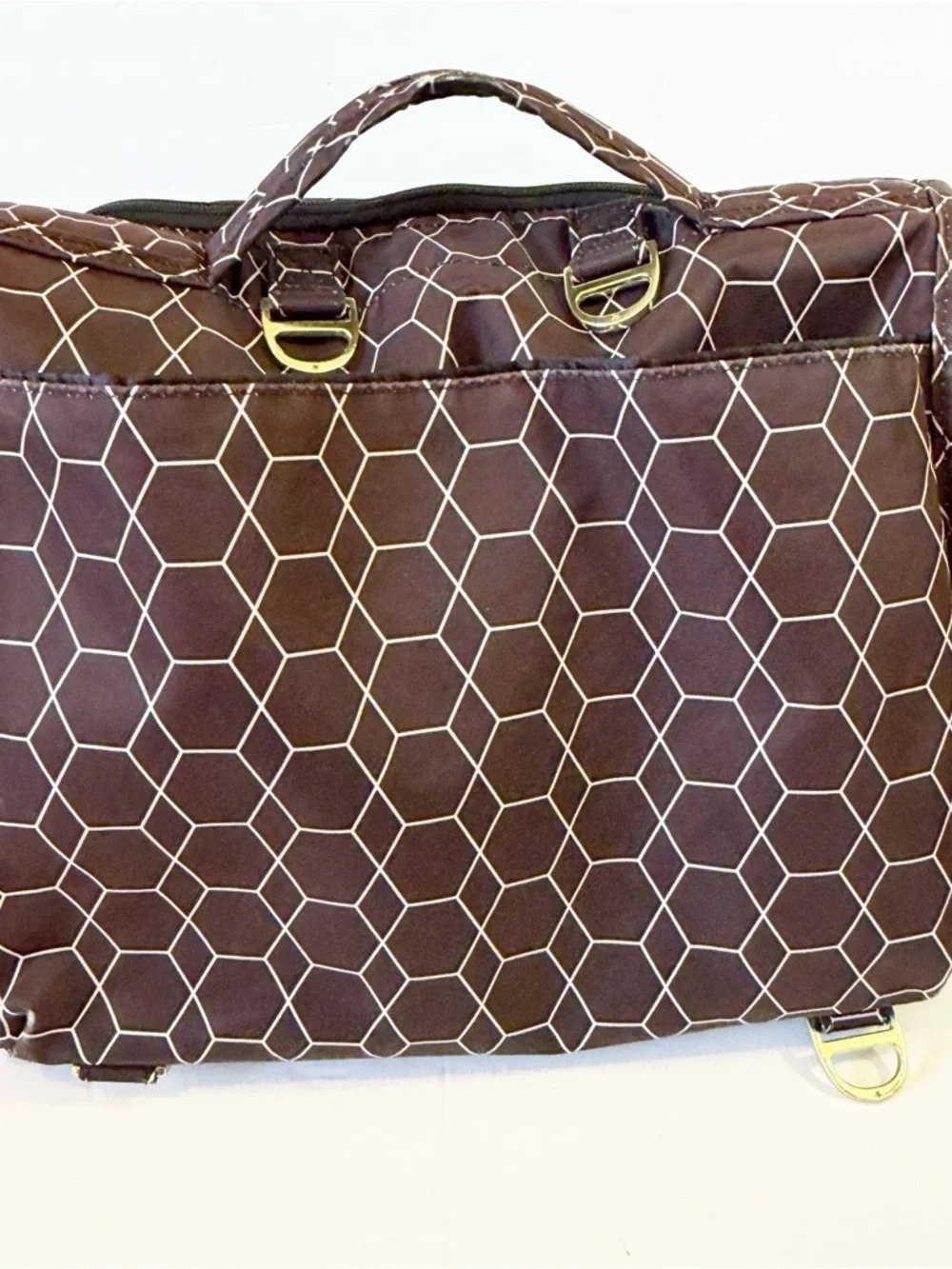 JuJuBe BFF Baby Diaper Bag Brown Geometric Design Tote Changing Mat Travel